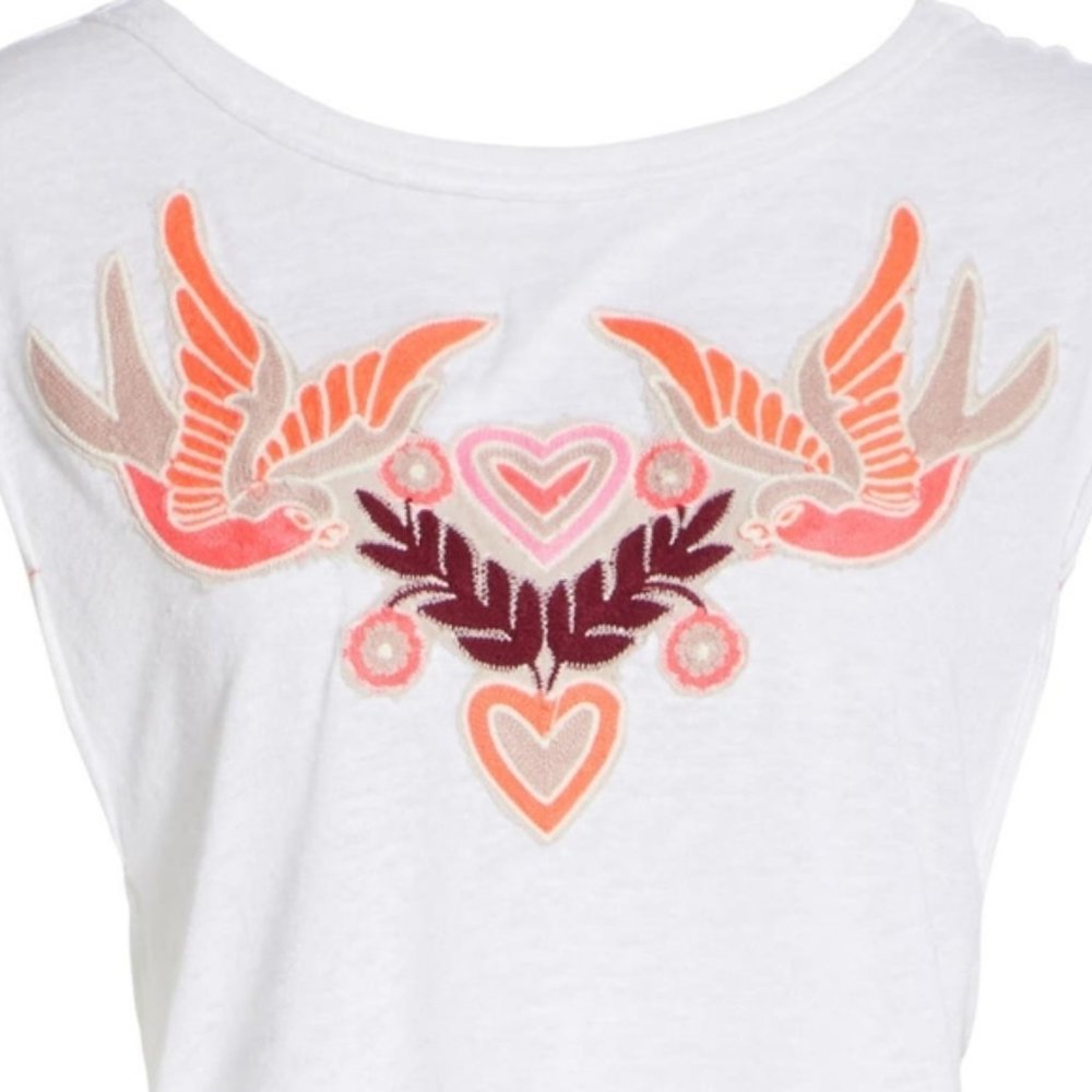 FREE PEOPLE Love Birds White Lace Up Back Top EUC sz S - Picture 4 of 13